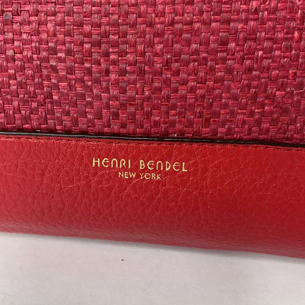 Henri Bendel red woven leather clutch envelope chain bag - Picture 4 of 11